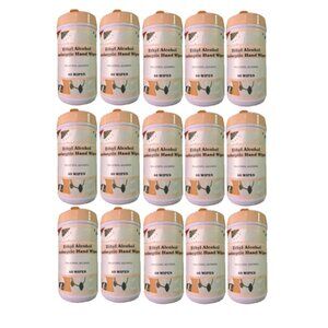 Vivitar Ethyl Alcohol Antiseptic Hand Wipes 60 Wipes, PInk, Case of 15